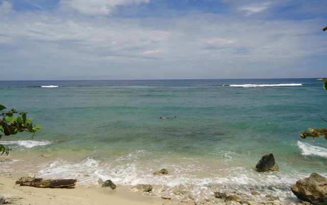See that dot our there in the middle? That's Brian enjoying a snorkel off one of our favorite beaches.